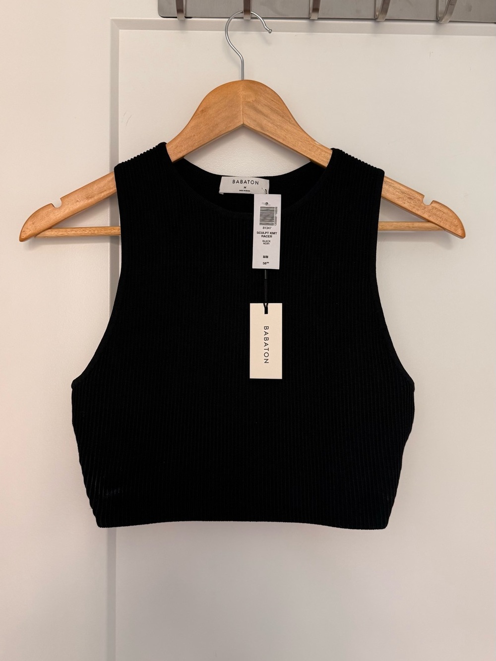 Babaton Black Sculpt Knit Crop Tank
